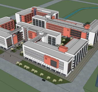 现代办公楼su模型下载